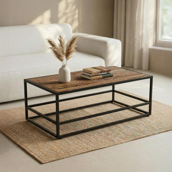 Salontafel van hout en metaal Recycled