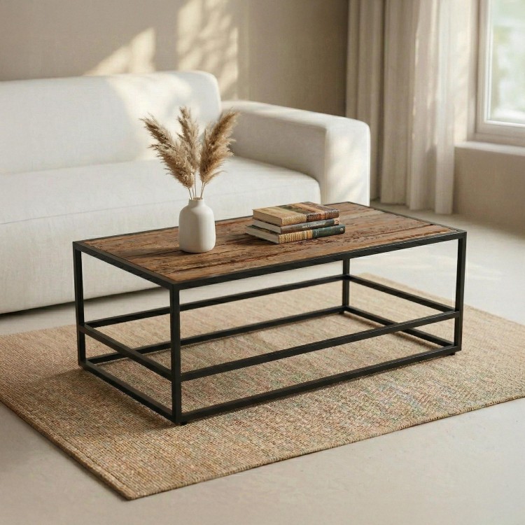 Salontafel van hout en metaal Recycled