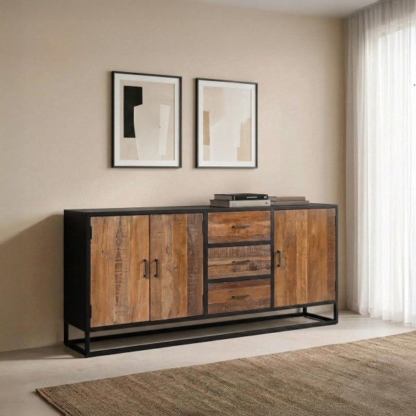 Groot industrieel dressoir van gerecycleerd hout - Recycled