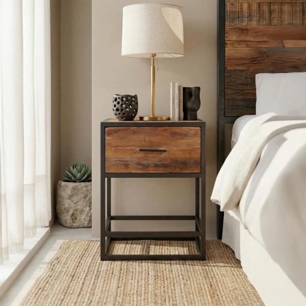 Nachtkastje in gerecycled hout – Recycled