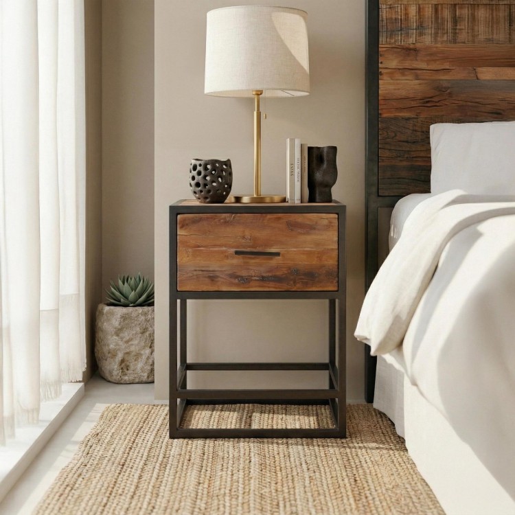 Nachtkastje in gerecycled hout – Recycled