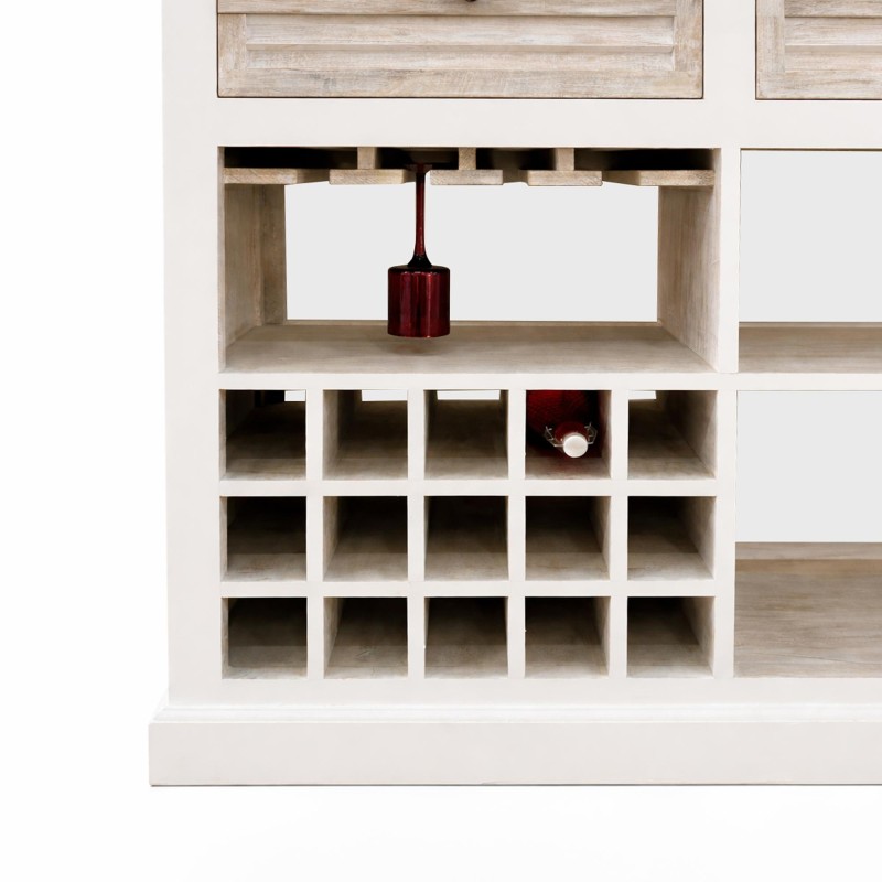 Barkast met flessenrek van wit hout - Sea Side