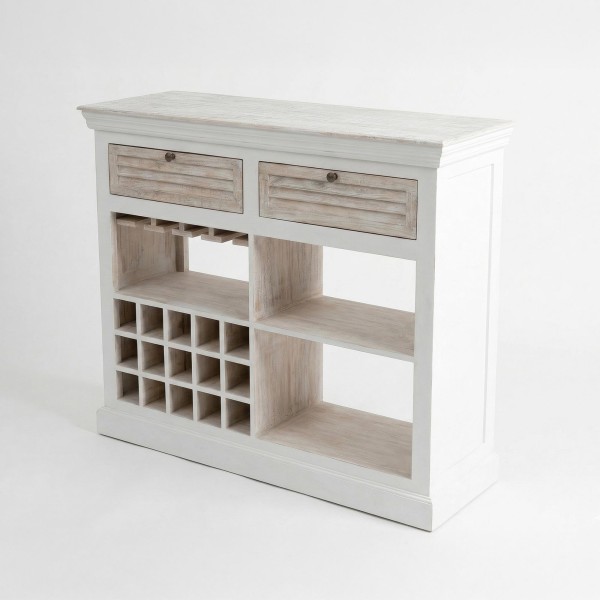 Barkast met flessenrek van wit hout - Sea Side