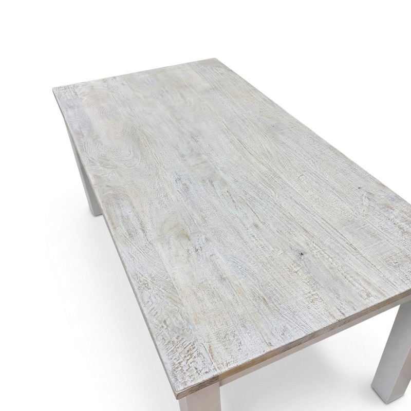 Witte eettafel van massief hout 180 cm - Sea Side