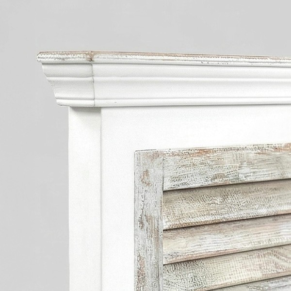 Hoofdbord van wit hout met lamellen 160 cm - Sea Side