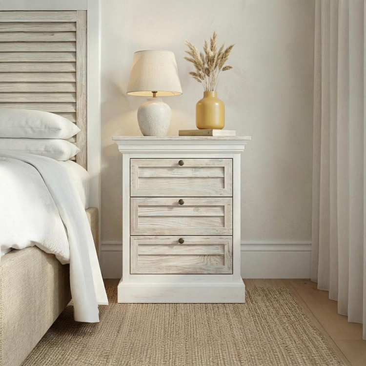 Wit nachtkastje van massief hout - Sea side