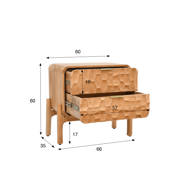 Modern nachtkastje van massief acaciahout - Naoki