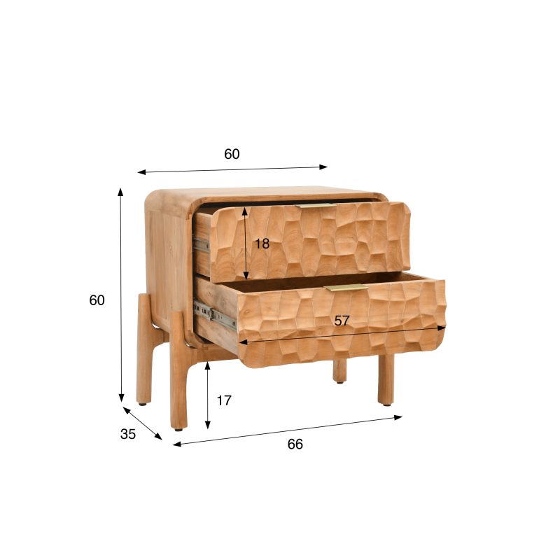 Modern nachtkastje van massief acaciahout - Naoki