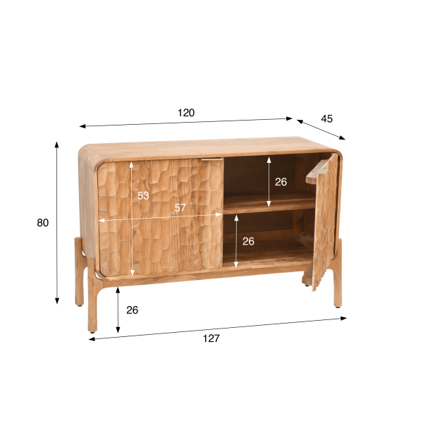 Design dressoir van massief acaciahout 120 cm - Naoki