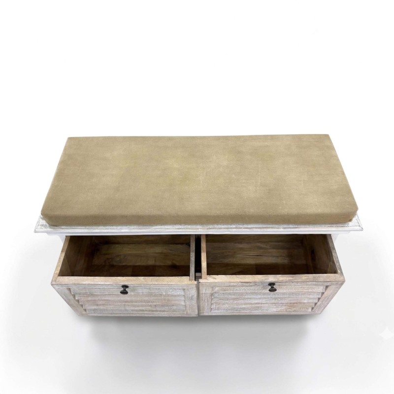 Halbank met opbergruimte van gebleekt hout - Sea Side