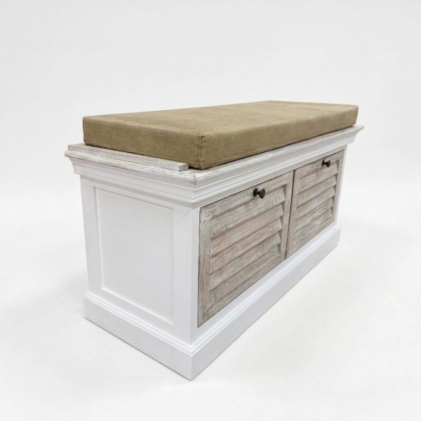 Halbank met opbergruimte van gebleekt hout - Sea Side