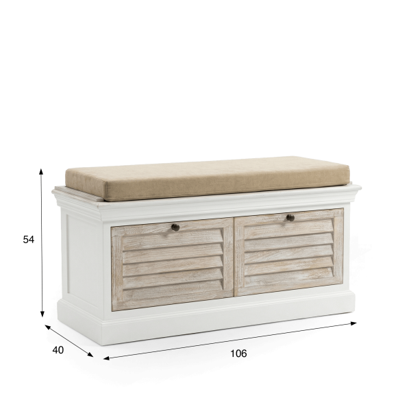 Halbank met opbergruimte van gebleekt hout - Sea Side