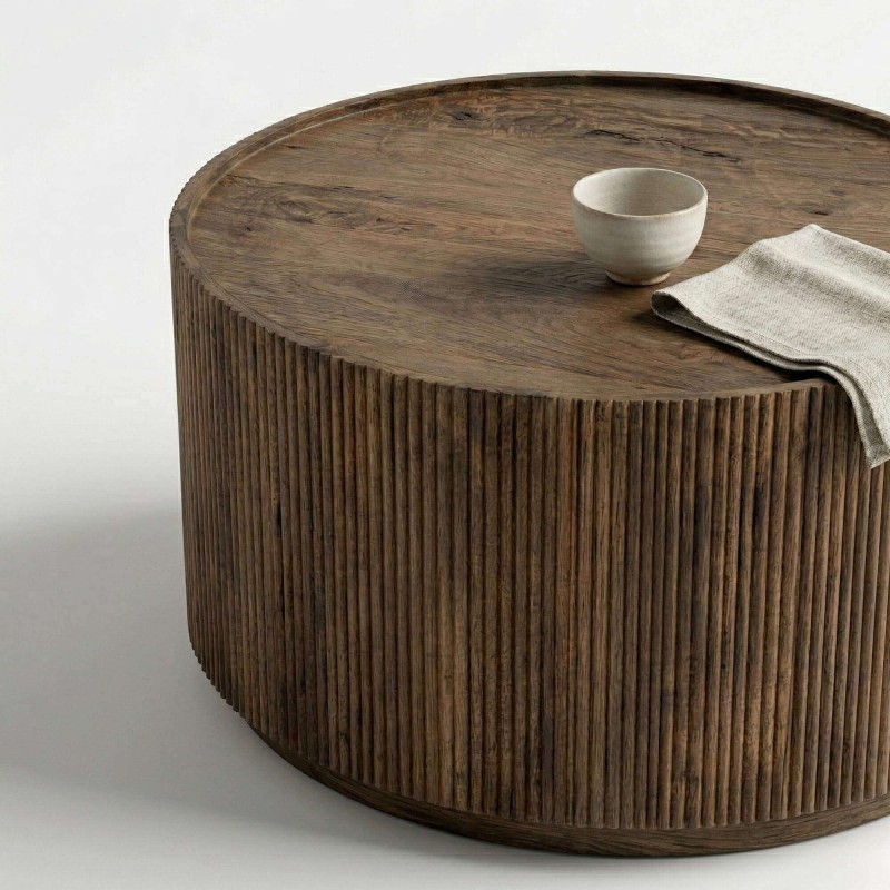 Ronde salontafel van massief hout - Sepia