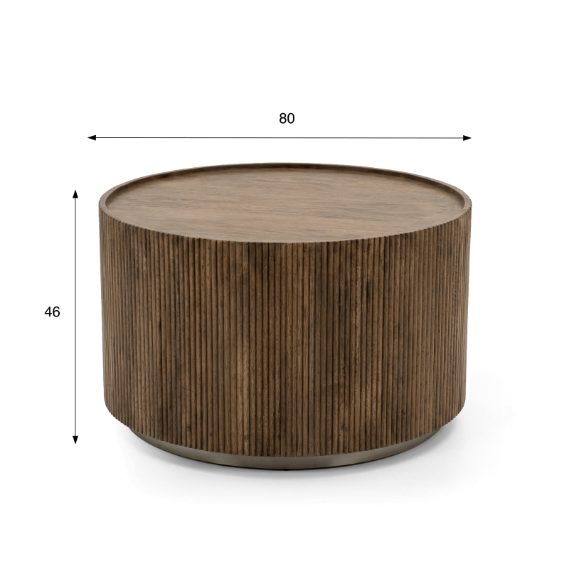 Ronde salontafel van massief hout - Sepia