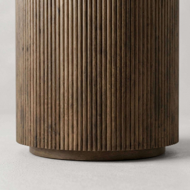 Ronde bijzettafel van massief hout - Sepia