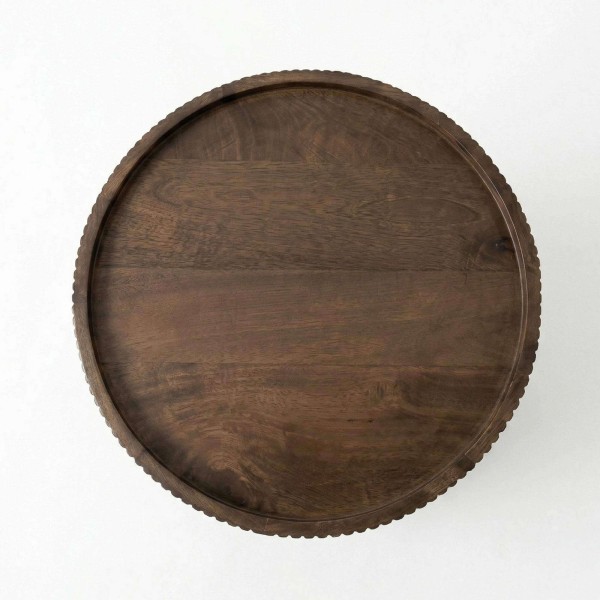 Ronde bijzettafel van massief hout - Sepia