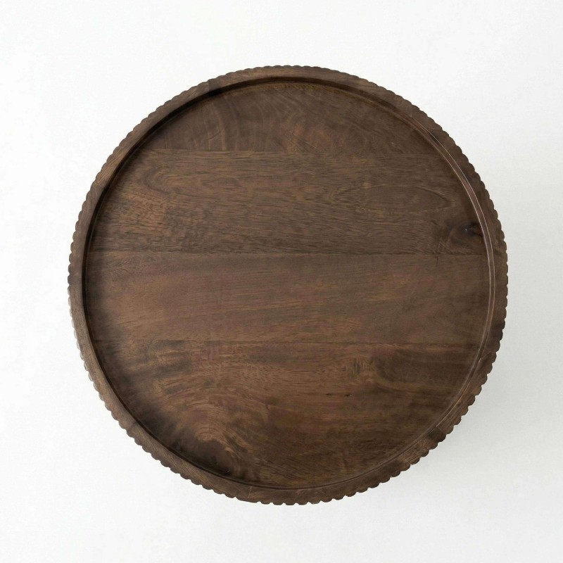 Ronde bijzettafel van massief hout - Sepia