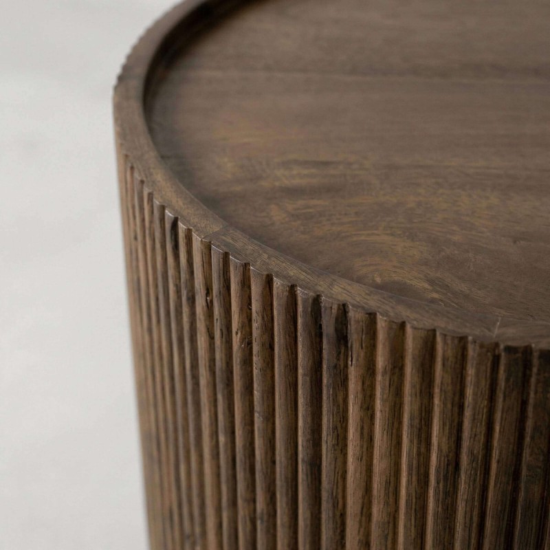 Ronde bijzettafel van massief hout - Sepia