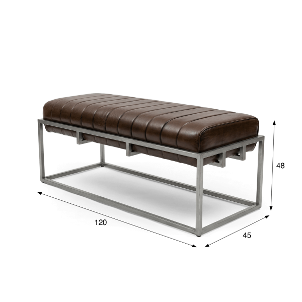 Vintage halbank van echt leer en metaal - Norton