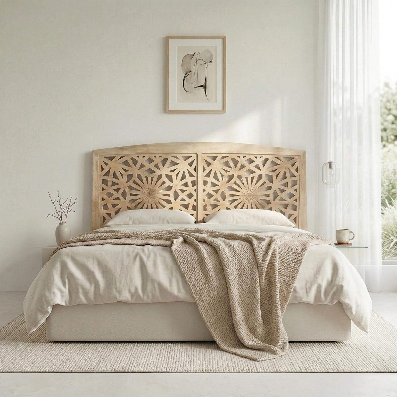 Hoofdbord van massief gesculpteerd hout 200 cm - Nevea