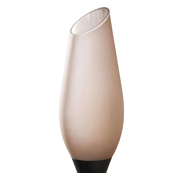 Design vloerlamp in bruin metaal met kap van opaalglas - Barton