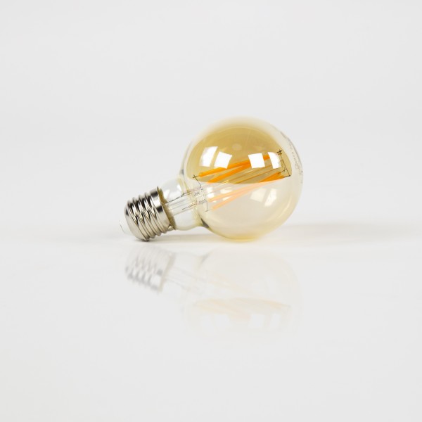 Dimbare globe filamentlamp 7 cm (E27), amberkleurig glas [G70]