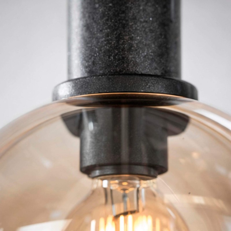Hanglamp met glazen kap en zwart metaal - Sfera
