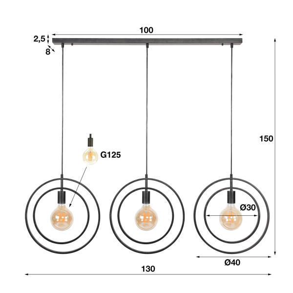 Industriële hanglamp in zwart metaal - Altis