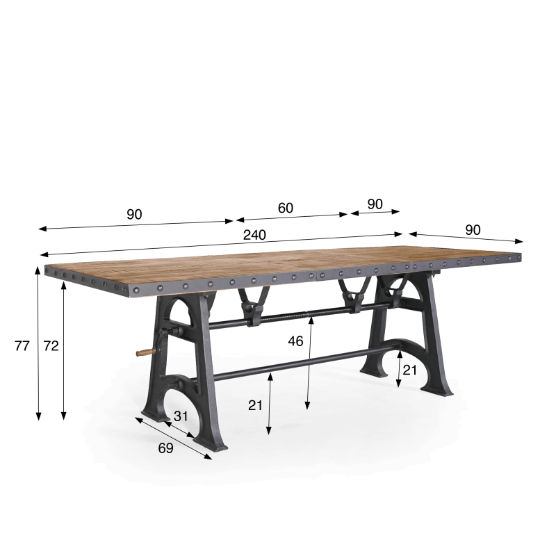 Industriële verlengbare tafel