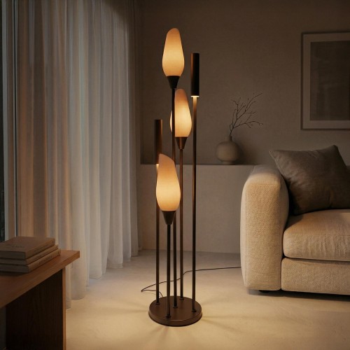 Design vloerlamp in bruin...