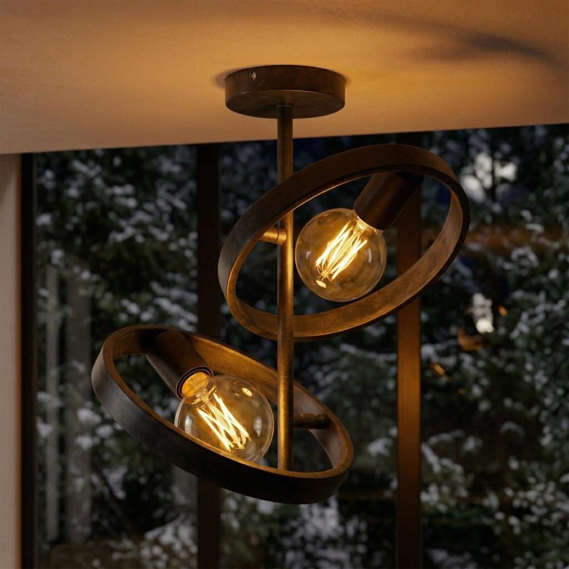 Industriële plafondlamp in zwart metaal - Huxley