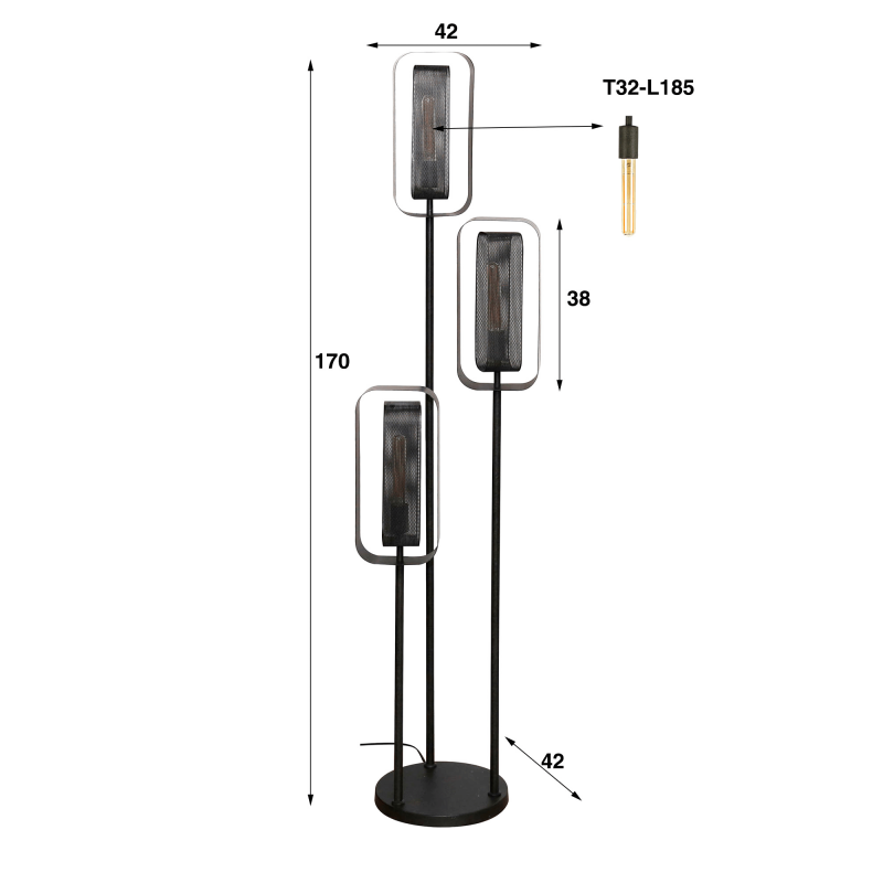 Industriële vloerlamp voor de woonkamer in metaal - Mesh Rotate