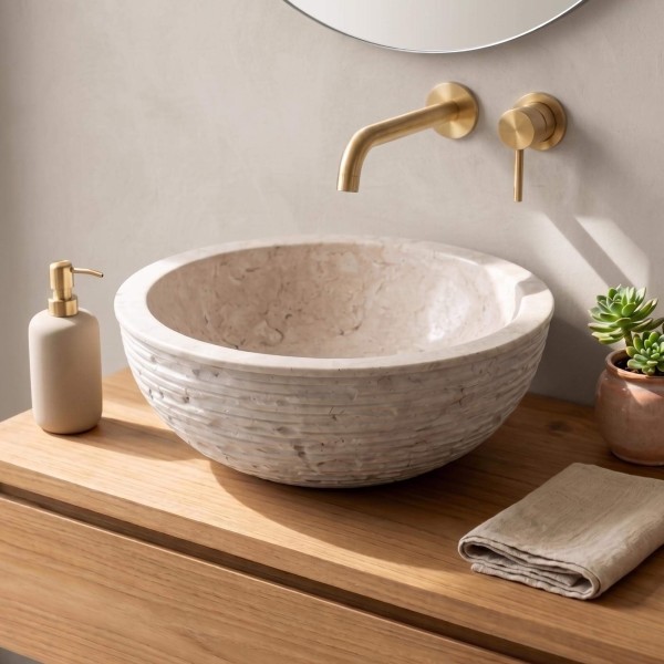 Vrijstaande wastafel natuursteen - Baskom
