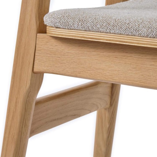 Eetkamerstoel in natuurlijk eiken en grijze stof - Lima