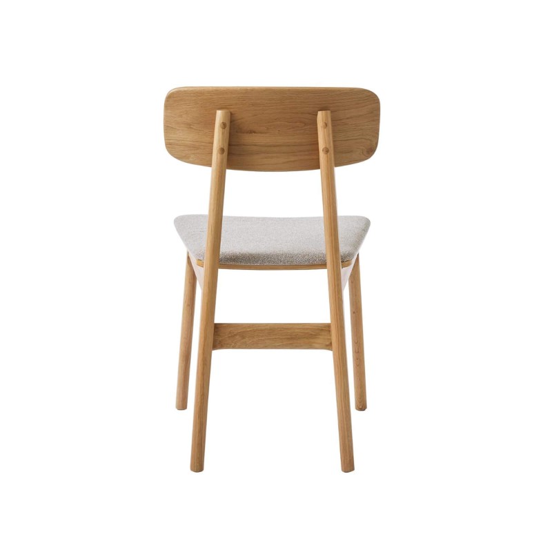 Eetkamerstoel in natuurlijk eiken en grijze stof - Lima