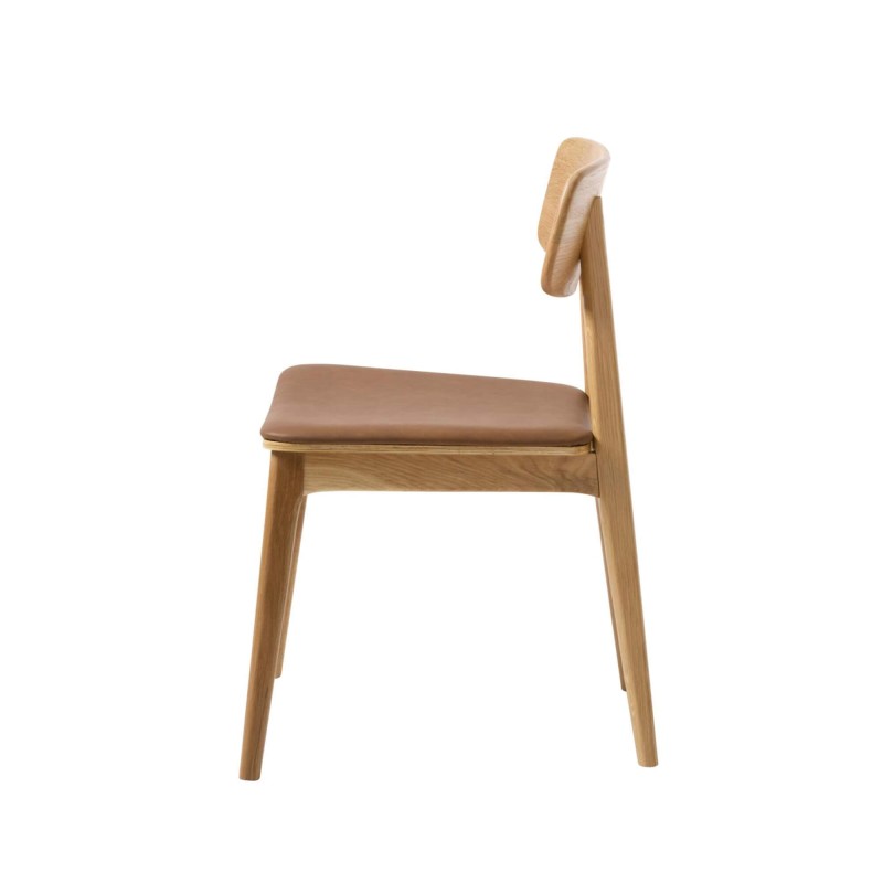 Eetkamerstoel in natuurlijk eiken en vegan leer - Lima