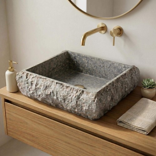 Vrijstaande wastafel natuursteen - Marmo
