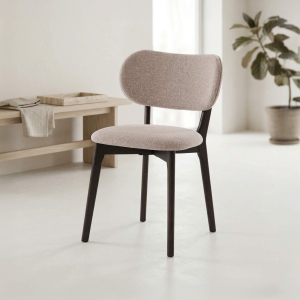 Eetkamerstoel in eiken en taupekleurige stof - Stilo