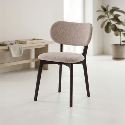 Eetkamerstoel in eiken en taupekleurige stof - Stilo