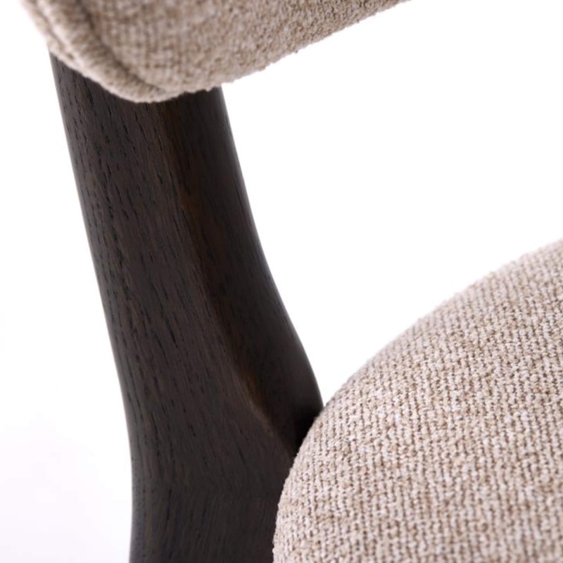 Eetkamerstoel in eiken en taupekleurige stof - Stilo