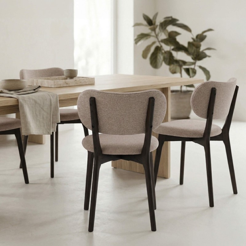 Eetkamerstoel in eiken en taupekleurige stof - Stilo