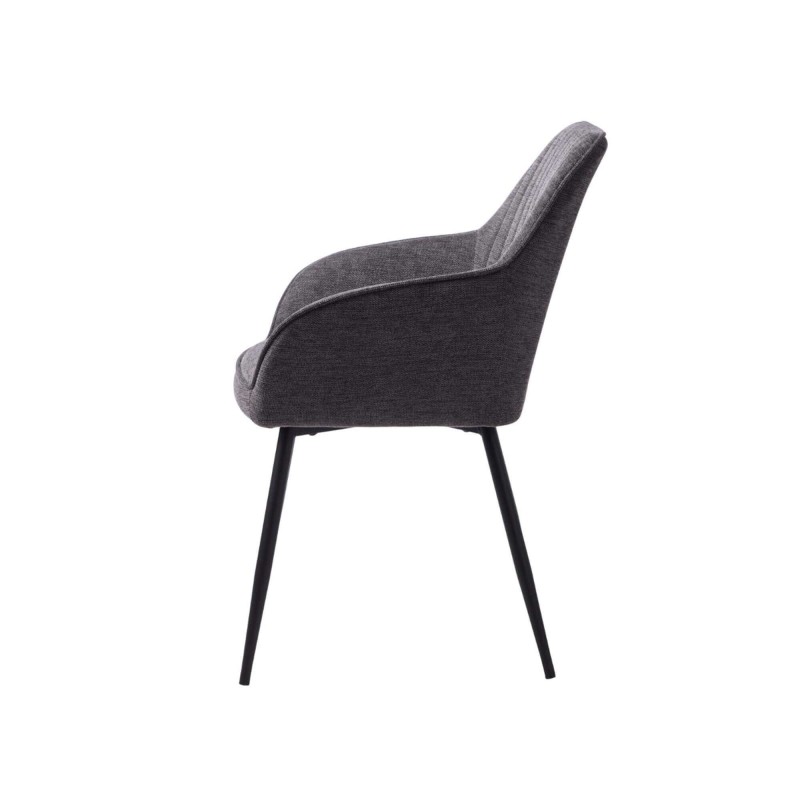 Eetkamerstoel in antracietkleurige stof - Nolan Stripe