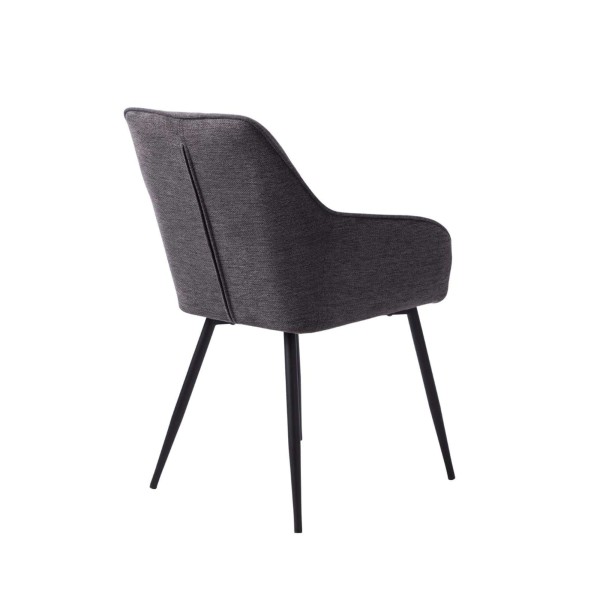 Eetkamerstoel in antracietkleurige stof - Nolan Stripe