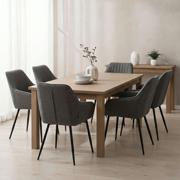 Eetkamerstoel in antracietkleurige stof - Nolan Stripe