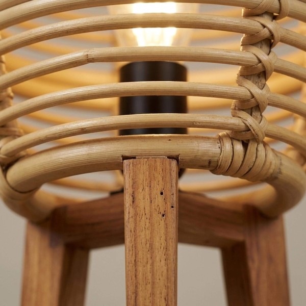 Vloerlamp van rotan en teakhout - Yumi