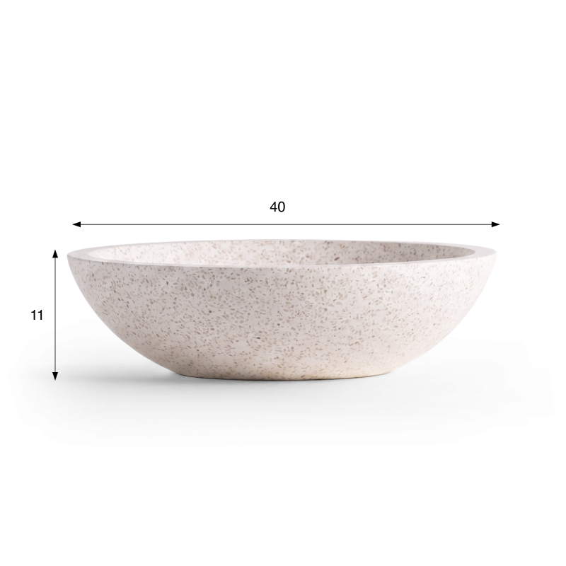 Ronde witte terrazzo wastafel diameter 40 cm - Megha