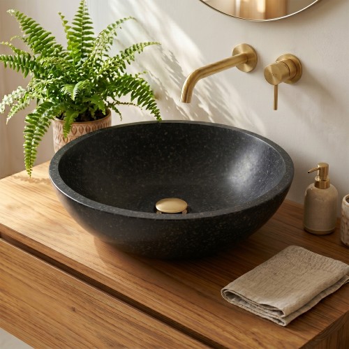 Rond zwart terrazzo wastafel diameter 40 cm - Megha