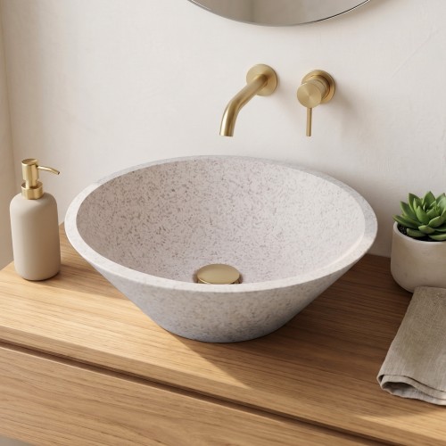 Witte terrazzo conische vasque 40 cm x 40 cm - Mohini