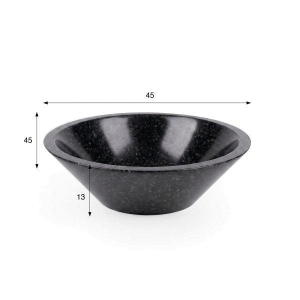 Zwarte terrazzo conische waskom 45 cm x 45 cm - Mohini
