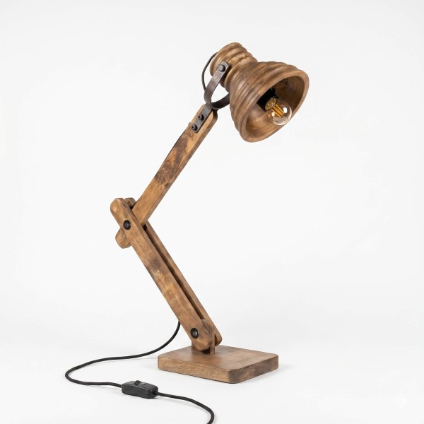 Industriële tafellamp in natuurlijk hout – Norwood